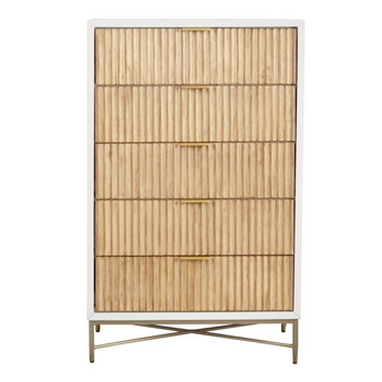 Larsen Five Drawer Chest - White/Natural