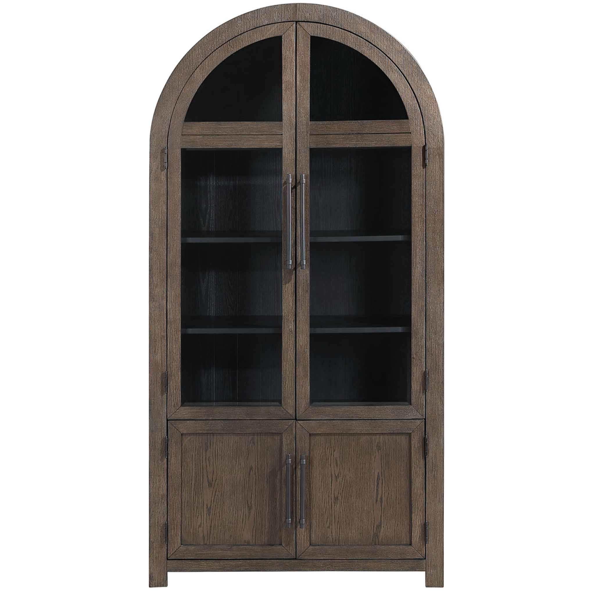 Magnolia Arched Glass Door Cabinet - Cocoa Brown/Black