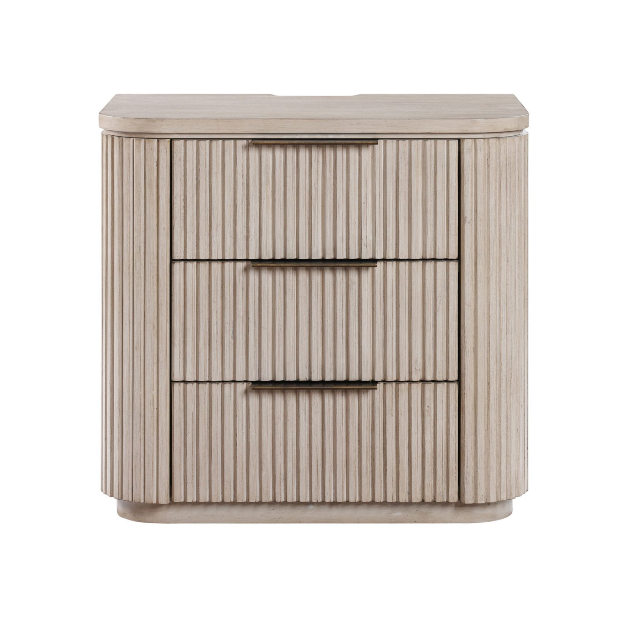 Henry Reeded Three Drawer Nightstand - Tan
