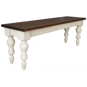 Rock Valley Farmhouse Bench - White/Brown