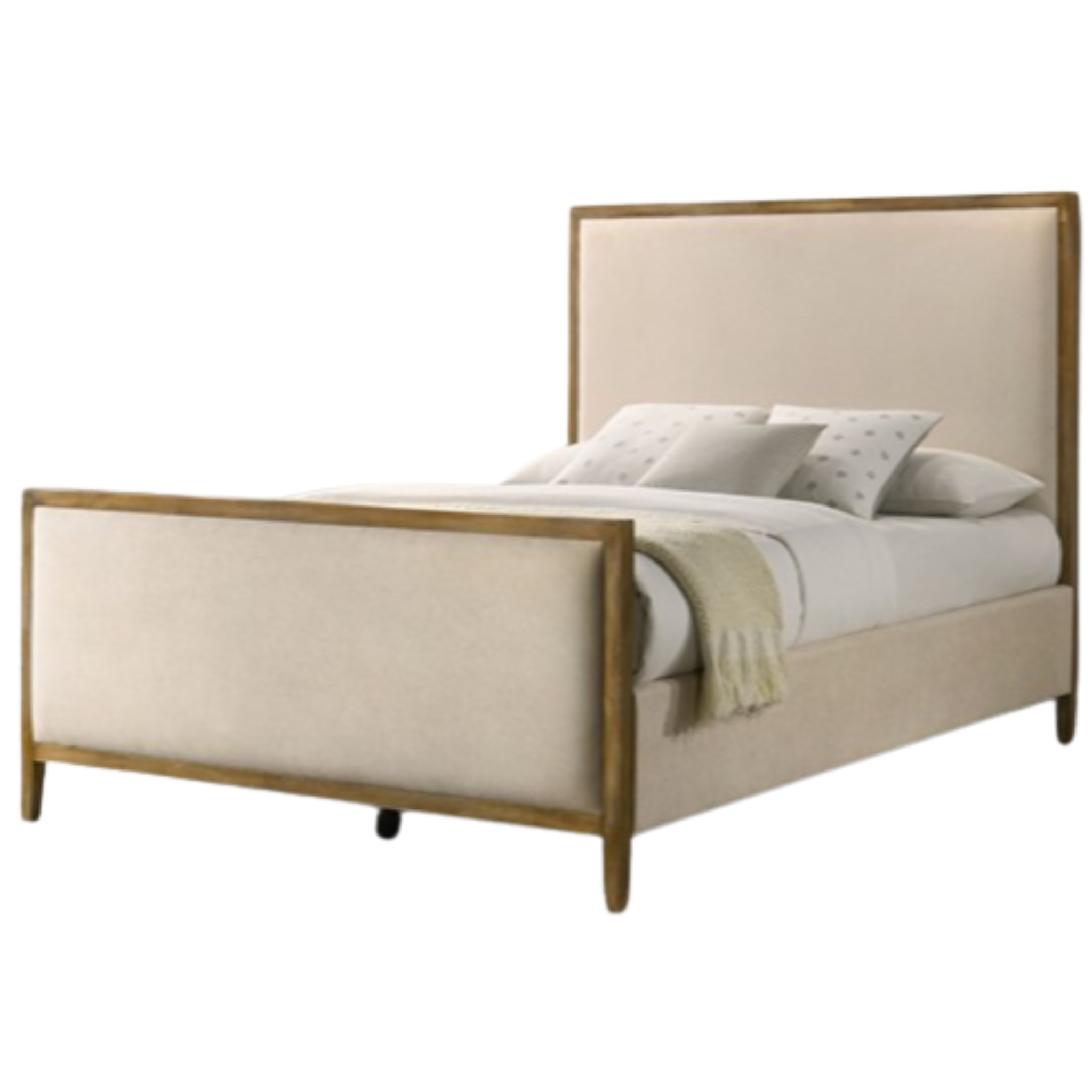 Key West Upholstered Bed - Beige/Natural Oak