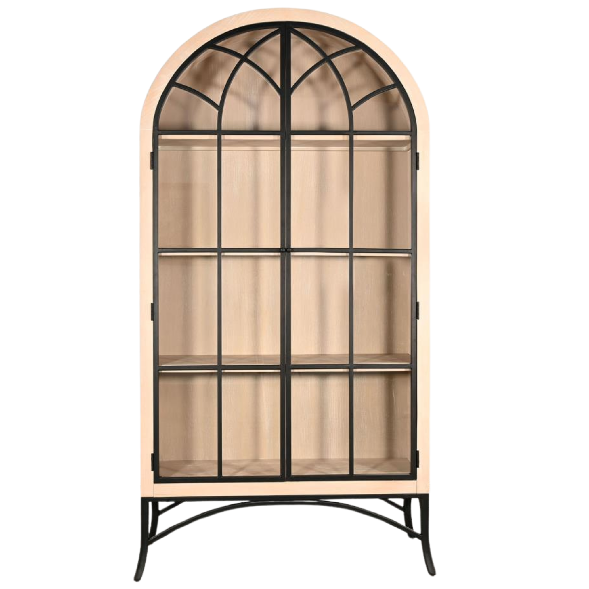 Sunny Designs Ella Arched Glass Door Cabinet - Natural