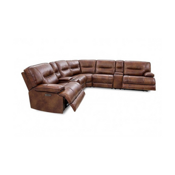 Louella Power Reclining Leather Sectional - Cognac