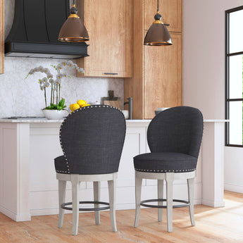 Westford Swivel Counter Stool - Charcoal/Linen