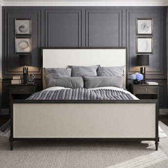 Noble Crest Collection King Size Upholstered Panel Bed - Tuscany Finish