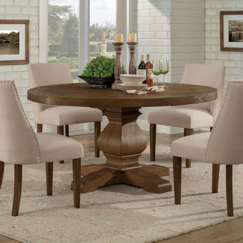 Kensington 60" Round Solid Wood Dining Table - Walnut Finish