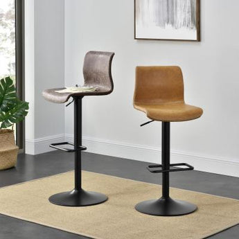 Jayden Collection Gas Lift Adjustable Stool - Vintage Coffee Brown